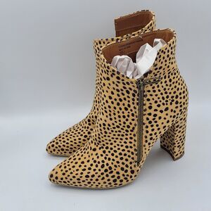 Suede Cheetah Zipper Heel Boots Women's Size 7